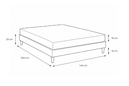Pack lit complet 140x200 cm - Matelas + Sommier Gris + 2 oreillers + Couette - Bodyone