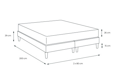 Pack lit complet 160x200 cm - Matelas + 2 Sommiers noirs + 2 oreillers + Couette - Suite