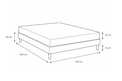 Ensemble Matelas Sommier 130x200 cm - Sommier Gris (en kit) - Actiflex Life