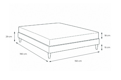 Ensemble Matelas Sommier 150x190 cm - Sommier Gris (en kit) - Vitalmemo