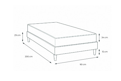 Ensemble Matelas Sommier 90x200 cm - Sommier Noir (en kit) - Vitalmemo One