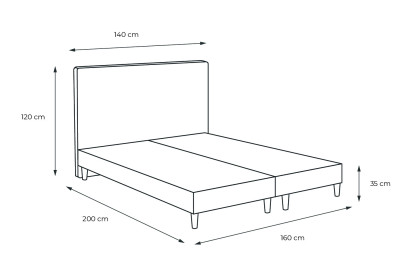 Lit 2x 80x200 cm - Sommier tapissier H35 cm + tête de lit à lignes - Tissu Toile natté Vert Kaki