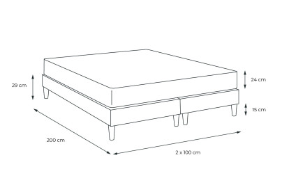 Pack lit complet 200x200 cm - Matelas + 2 Sommiers Beiges + 2 oreillers + Couette - Le Paisible