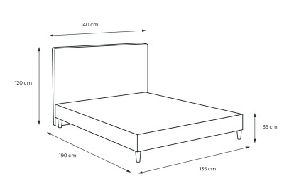 Lit 135x190 cm - Sommier tapissier H35 cm + tête de lit à lignes - Tissu Bouclette Bleu