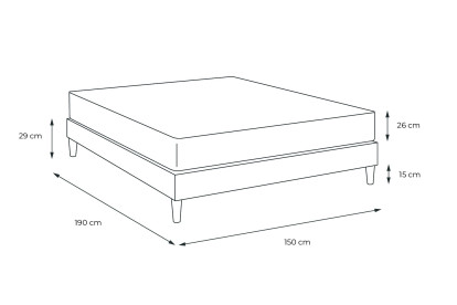 Ensemble Matelas Sommier 150x190 cm - Sommier Gris (en kit) - Actimemo Max