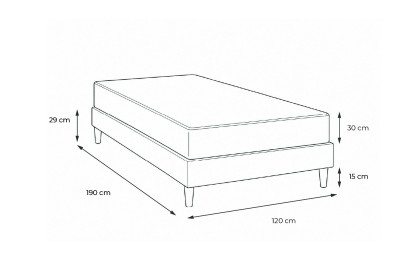 Ensemble Matelas Sommier 120x190 cm - Sommier Noir (en kit) - Buckingham