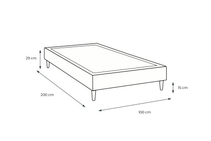 Sommier Tapissier 100x200 cm - H29 cm - Toile nattée - Noir