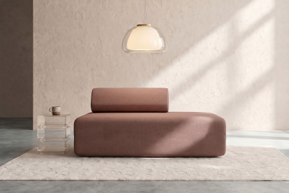 Canapé 2 places non convertible et modulable - Tissu lisse Terracotta