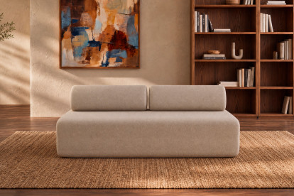 Canapé 3 places non convertible et modulable - Tissu lisse Beige