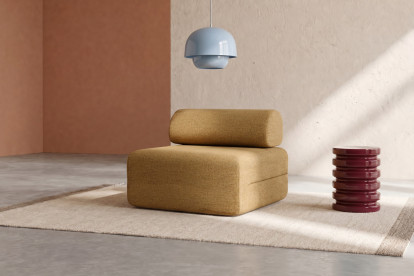 Fauteuil non convertible et modulable - Tissu tweed Jaune