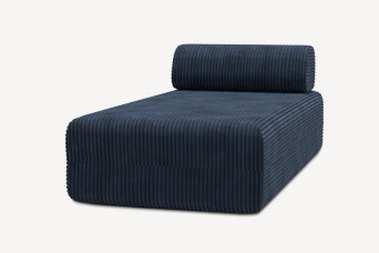 Méridienne non convertible et modulable - Velours côtelé XL Bleu