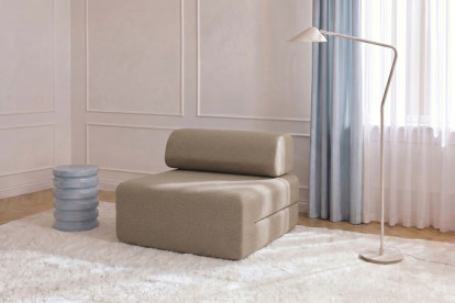 Fauteuil non convertible et modulable - Tissu lisse Marron