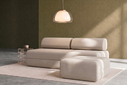 Pouf non convertible et modulable - Tissu lisse Beige