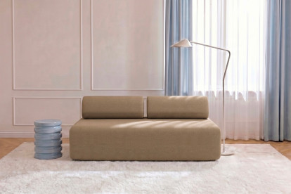 Canapé 3 places non convertible et modulable - Tissu lisse Marron