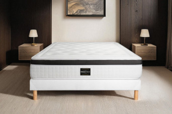 Ensemble Matelas Sommier 160x200 cm - Sommier Blanc (déjà monté) - Privilège