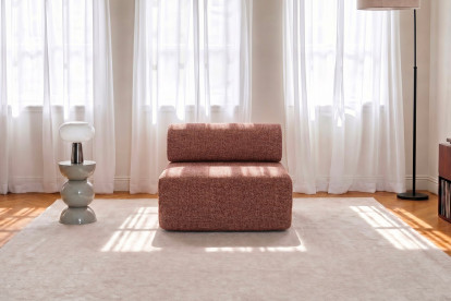 Fauteuil non convertible et modulable - Tissu tweed Rouge