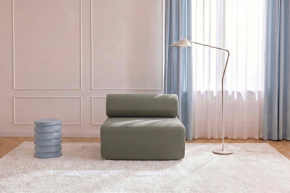 Fauteuil non convertible et modulable - Tissu lisse Taupe