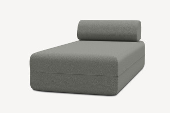 Méridienne non convertible et modulable - Tissu lisse Gris