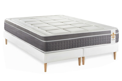 Pack lit complet 160x200 cm - Matelas + 2 Sommiers Blancs + 2 oreillers + Couette - Trente