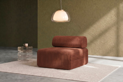 Fauteuil non convertible et modulable - Velours côtelé XL Terracotta