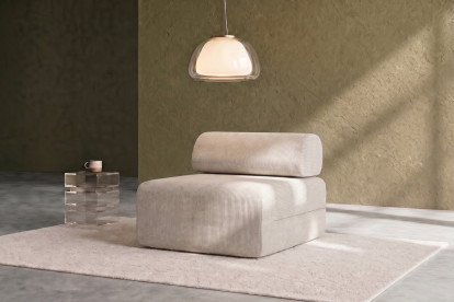 Fauteuil non convertible et modulable - Velours côtelé Blanc