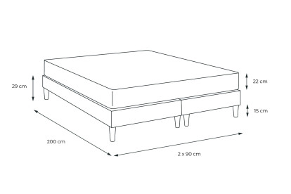 Ensemble Matelas Sommier 180x200 cm - 2 Sommiers Noir - Lancaster