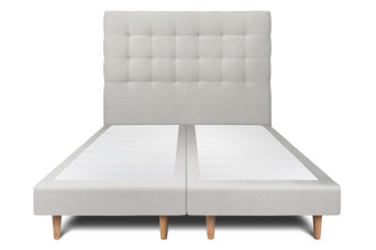 Lit 2x 90x200 cm - Sommier tapissier H29 cm + tête de lit capitonnée - Tissu Velours Gris Clair