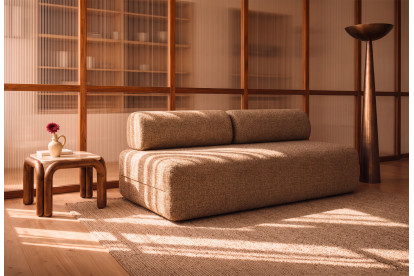 Canapé 3 places non convertible et modulable - Tissu tweed Marron