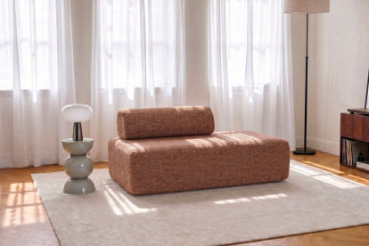Canapé 2 places non convertible et modulable - Tissu tweed Rouge