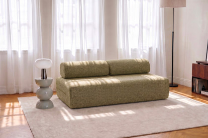 Canapé 3 places non convertible et modulable - Tissu tweed Vert
