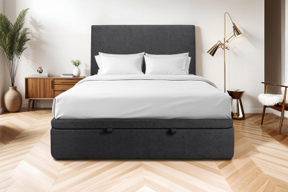 Sommier Coffre 140x190 cm - Toile nattée  - Noir