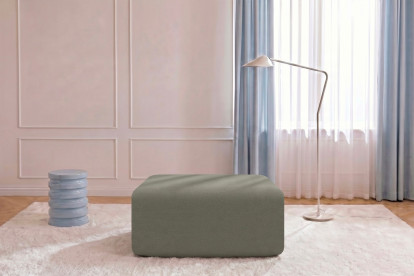 Pouf non convertible et modulable - Tissu lisse Taupe