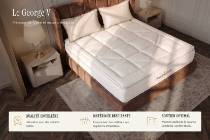 Matelas 160x200 cm Ressorts ensachés et Mémoire de forme - George V