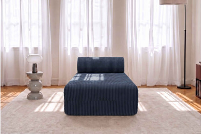 Méridienne non convertible et modulable - Velours côtelé XL Bleu