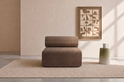 Fauteuil non convertible et modulable - Velours côtelé Taupe
