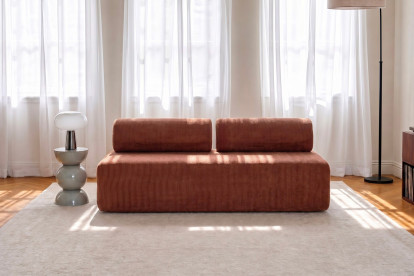 Canapé 3 places non convertible et modulable - Velours côtelé Terracotta