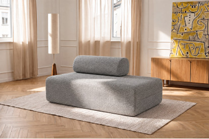 Canapé 2 places non convertible et modulable - Tissu tweed Gris