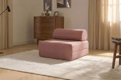 Fauteuil non convertible et modulable - Velours côtelé Rose