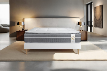 Ensemble Matelas Sommier 90x190 cm - Sommier Blanc (en kit) - Trente PLUS