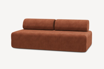 Canapé 3 places non convertible et modulable - Velours côtelé Terracotta