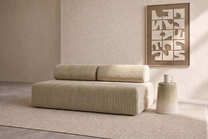 Canapé 3 places non convertible et modulable - Velours côtelé Beige