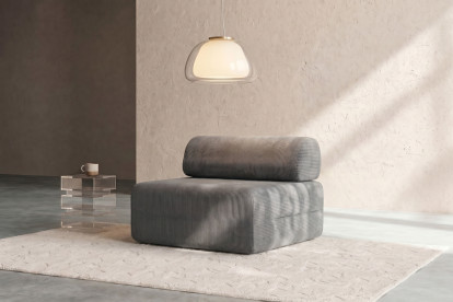 Fauteuil non convertible et modulable - Velours côtelé Gris
