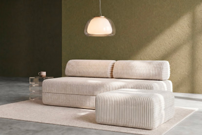 Pouf non convertible et modulable - Velours côtelé XL Blanc