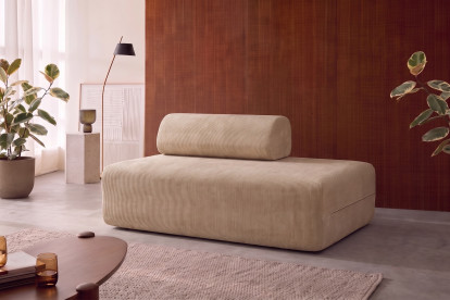 Canapé 2 places non convertible et modulable - Velours côtelé Beige