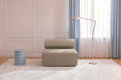 Fauteuil non convertible et modulable - Tissu lisse Marron