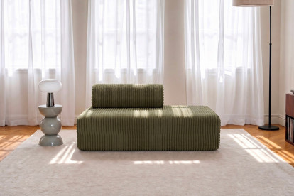Canapé 2 places non convertible et modulable - Velours côtelé XL Vert