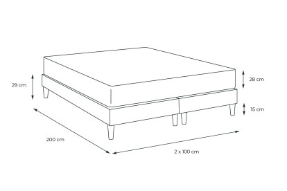 Ensemble Matelas Sommier 200x200 cm - 2 Sommiers Noir - George V
