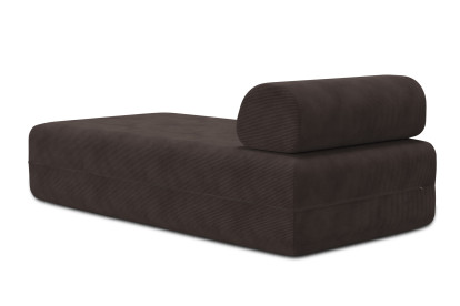 Méridienne non convertible et modulable - Velours côtelé Marron