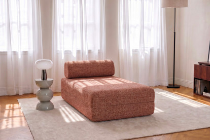 Méridienne non convertible et modulable - Tissu tweed Rouge