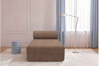 Méridienne non convertible et modulable - Velours côtelé XL Marron